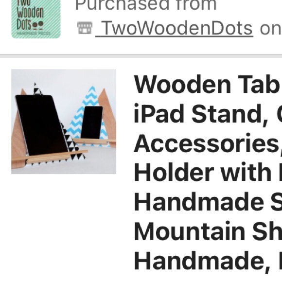 OOAK Mod Retro Tablet Device Book Vertical Holder Stand Etsy Mountain Peaks Wood - Picture 2 of 8